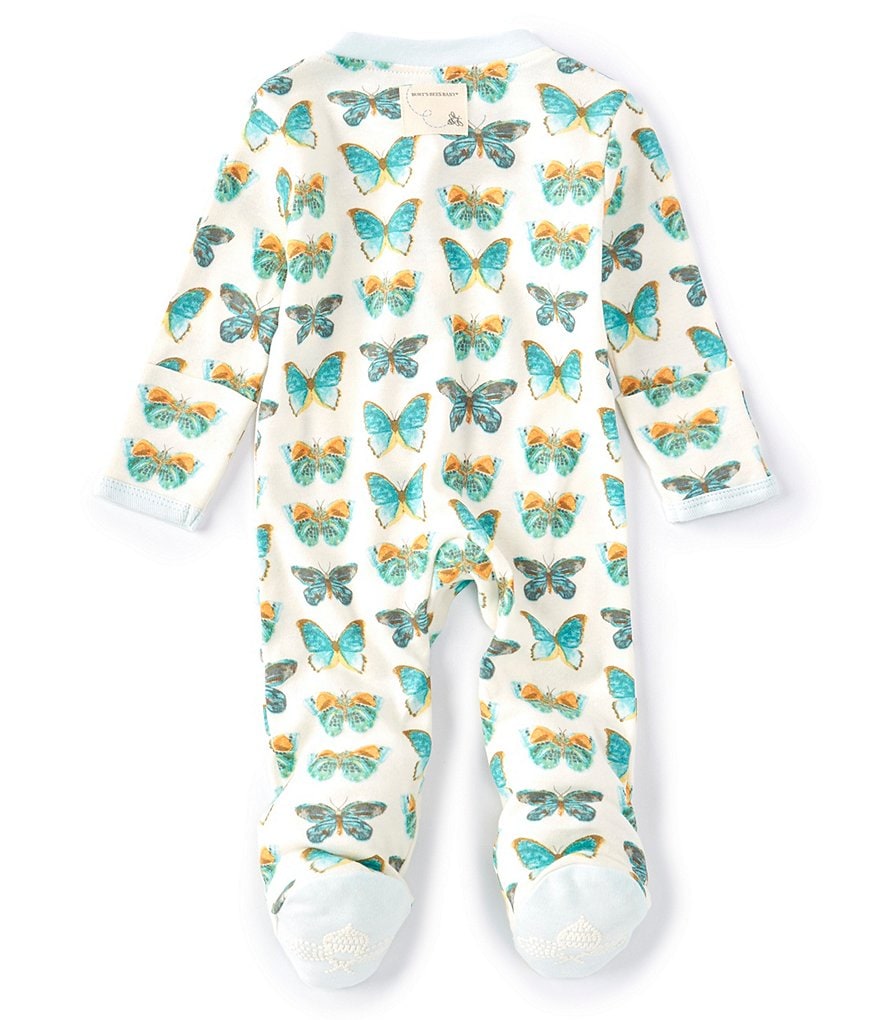 Burt's Bees Baby Girls Newborn-9 Months Long-Sleeve Butterfly Chart Sleep & Play Footed Coverall