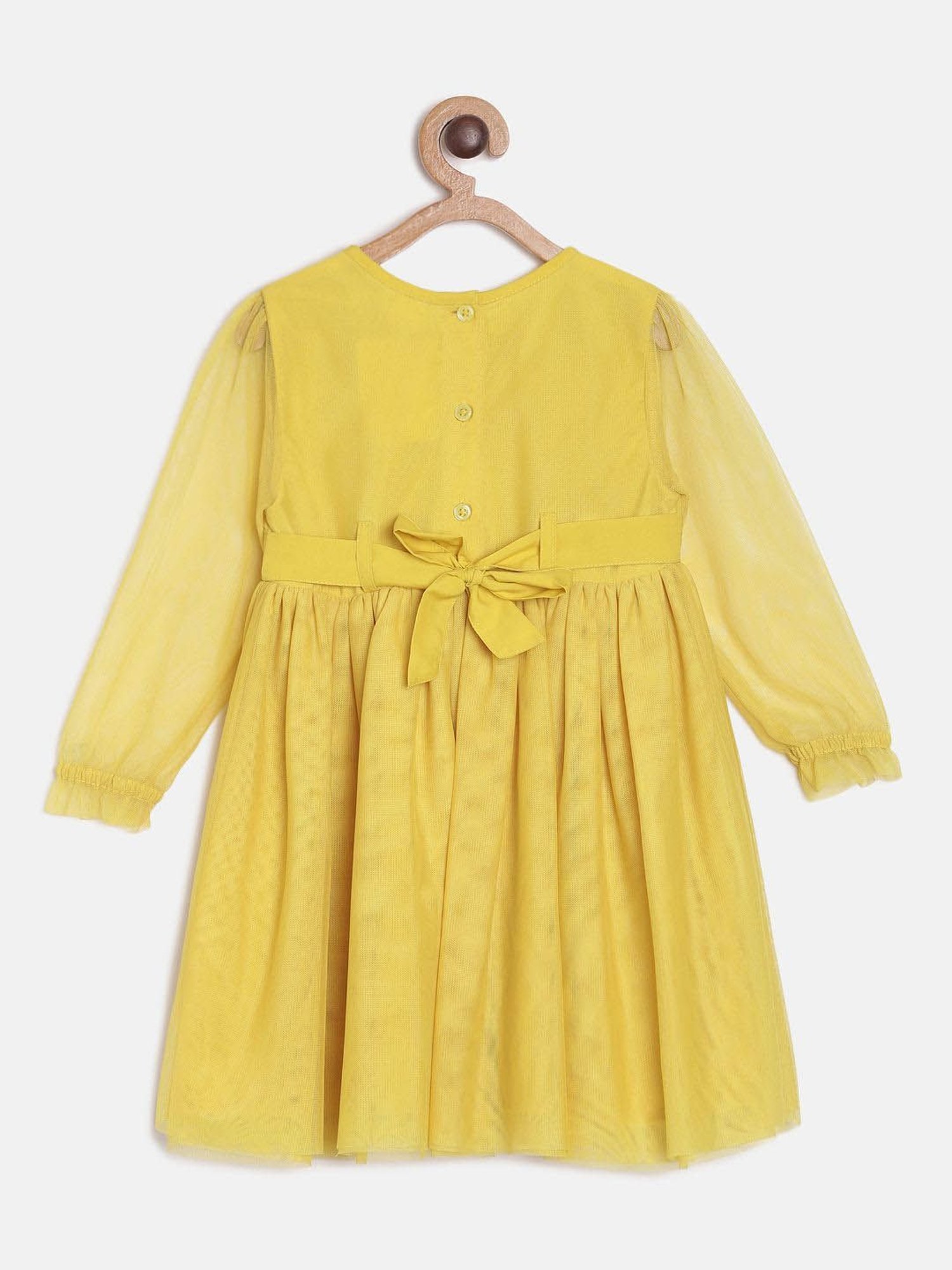 MINIKLUB Kids Yellow Embellished Full Sleeves Dress
