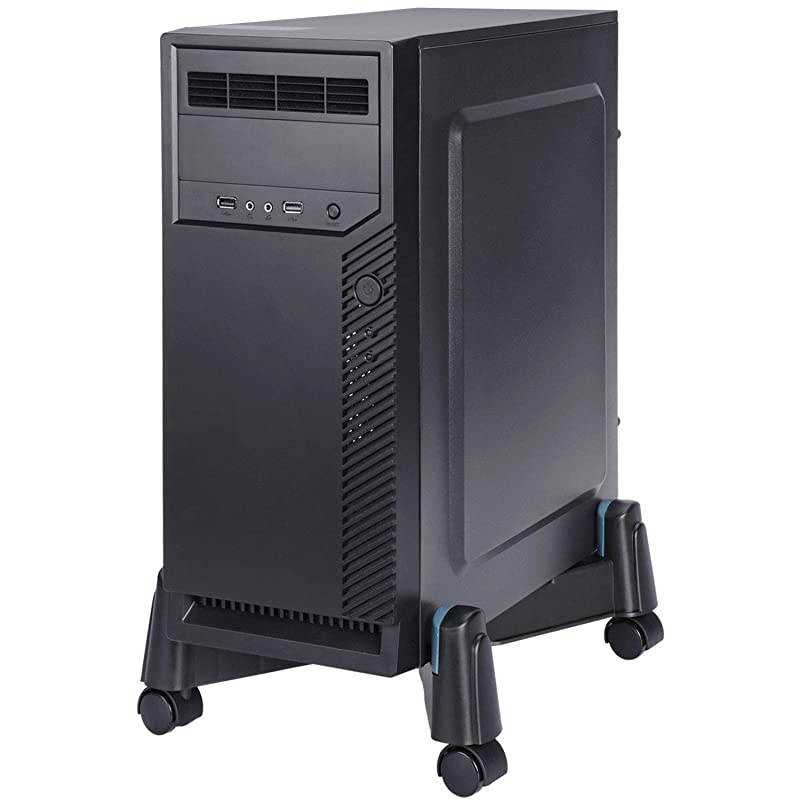 Mobile CPU Stand Desktop Computer Tower Holder Cart with Adjustable Width and 4 Caster Wheels Fits Most PC or Computer Cases Under Desk Black