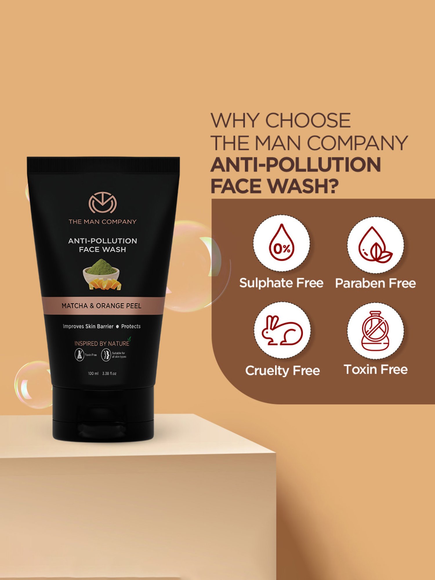 Mancode Detoxifying De Tan, Vitamin C & Acne Control Tea Tree Foaming Facewash (Pack of 3)