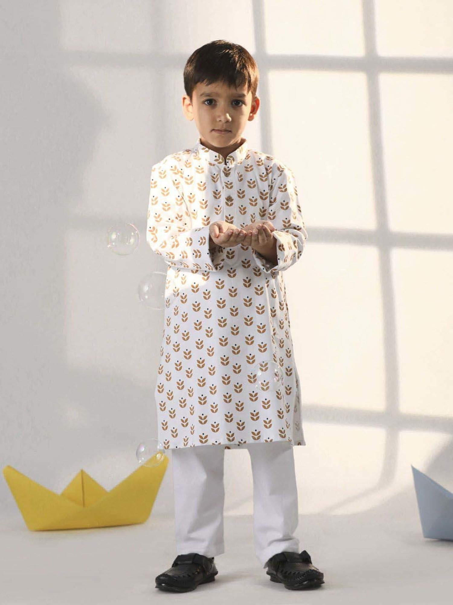KISAH Kids Multicolor Cotton Printed Full Sleeves Kurta