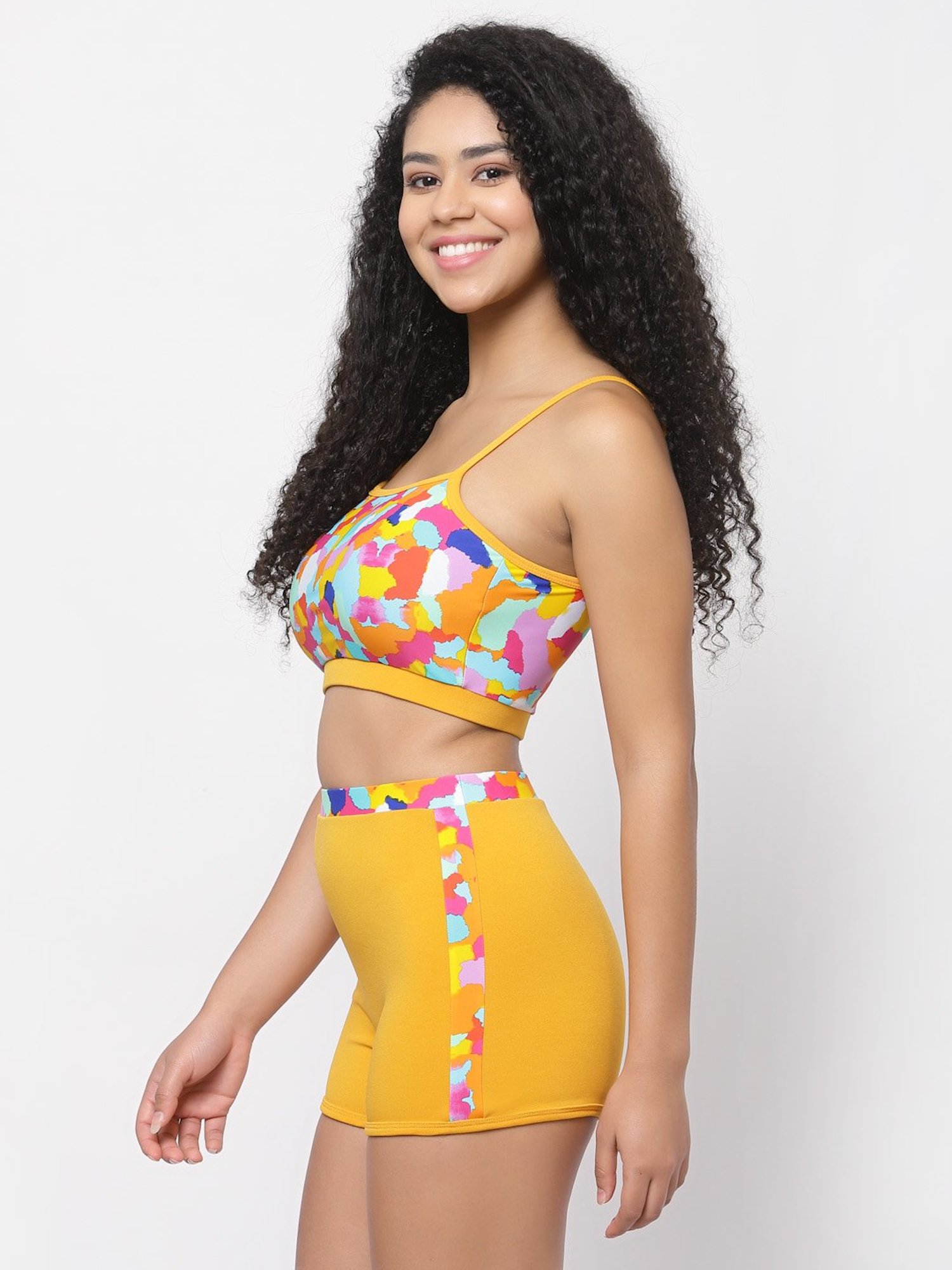 Cukoo Yellow Printed Swimwear Set