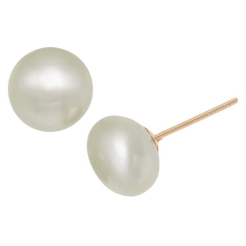 14k Yellow Gold 11mm Freshwater Pearl Stud Earrings