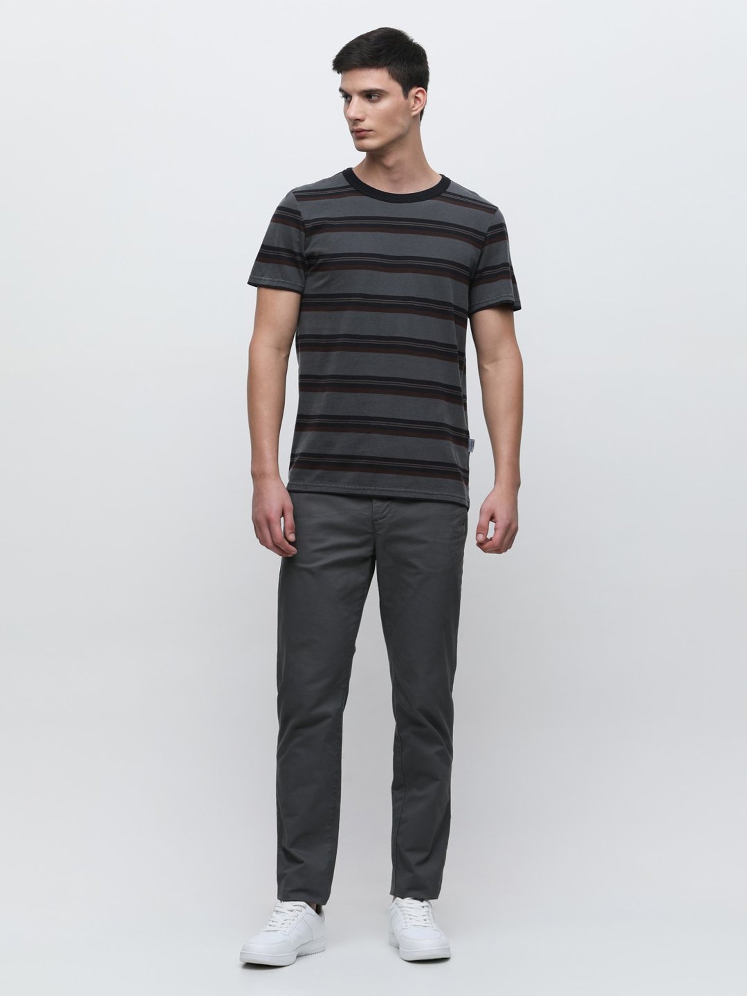 SELECTED HOMME Blue Slim Fit Stripes Cotton Crew T-Shirt