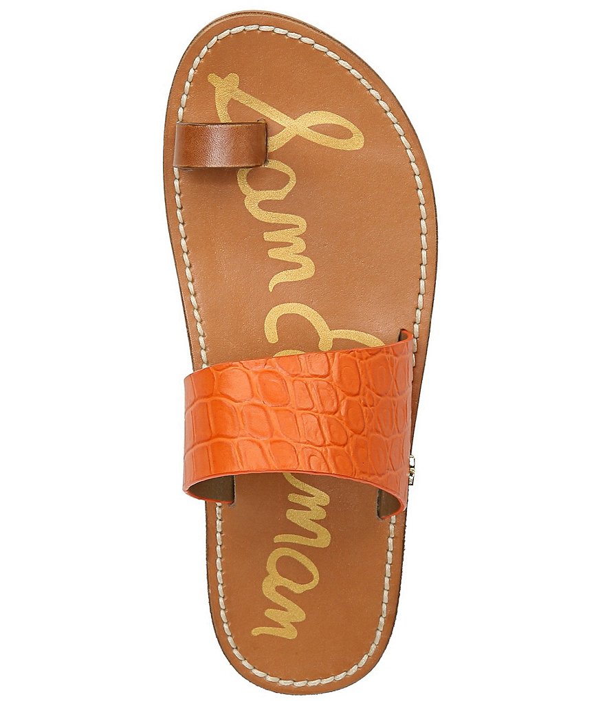 Sam Edelman Maxy Croc Embossed Leather Toe Ring Sandals