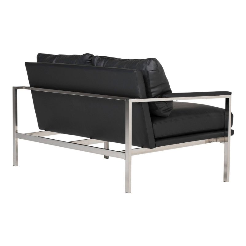 Lintel Leather Loveseat Chrome/Black - Studio Designs Home
