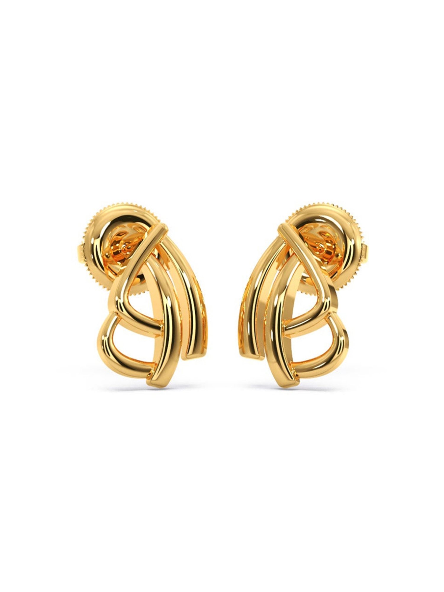 Candere by Kalyan Jewellers Peacock Collection 18k Yellow Gold Stud Earrings for Women