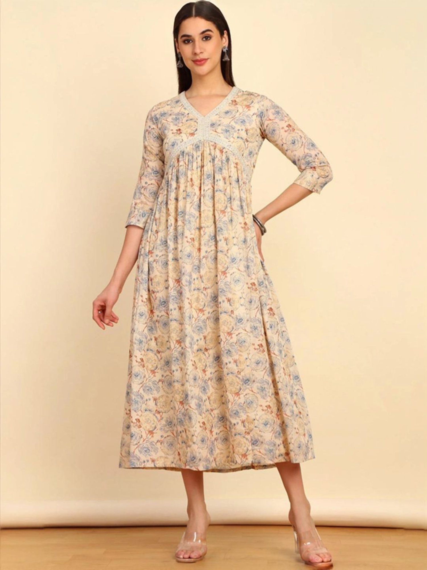 Saffron Threads Red Ethnic Dresses