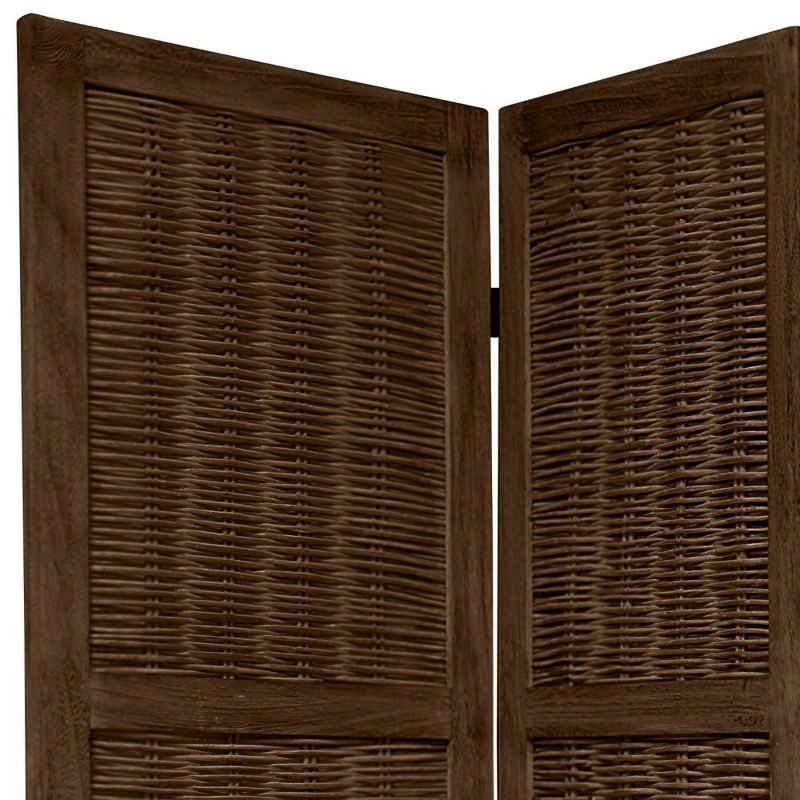 5 1/2 ft. Tall Bamboo Matchstick Woven Room Divider - Burnt Brown (3 Panel)