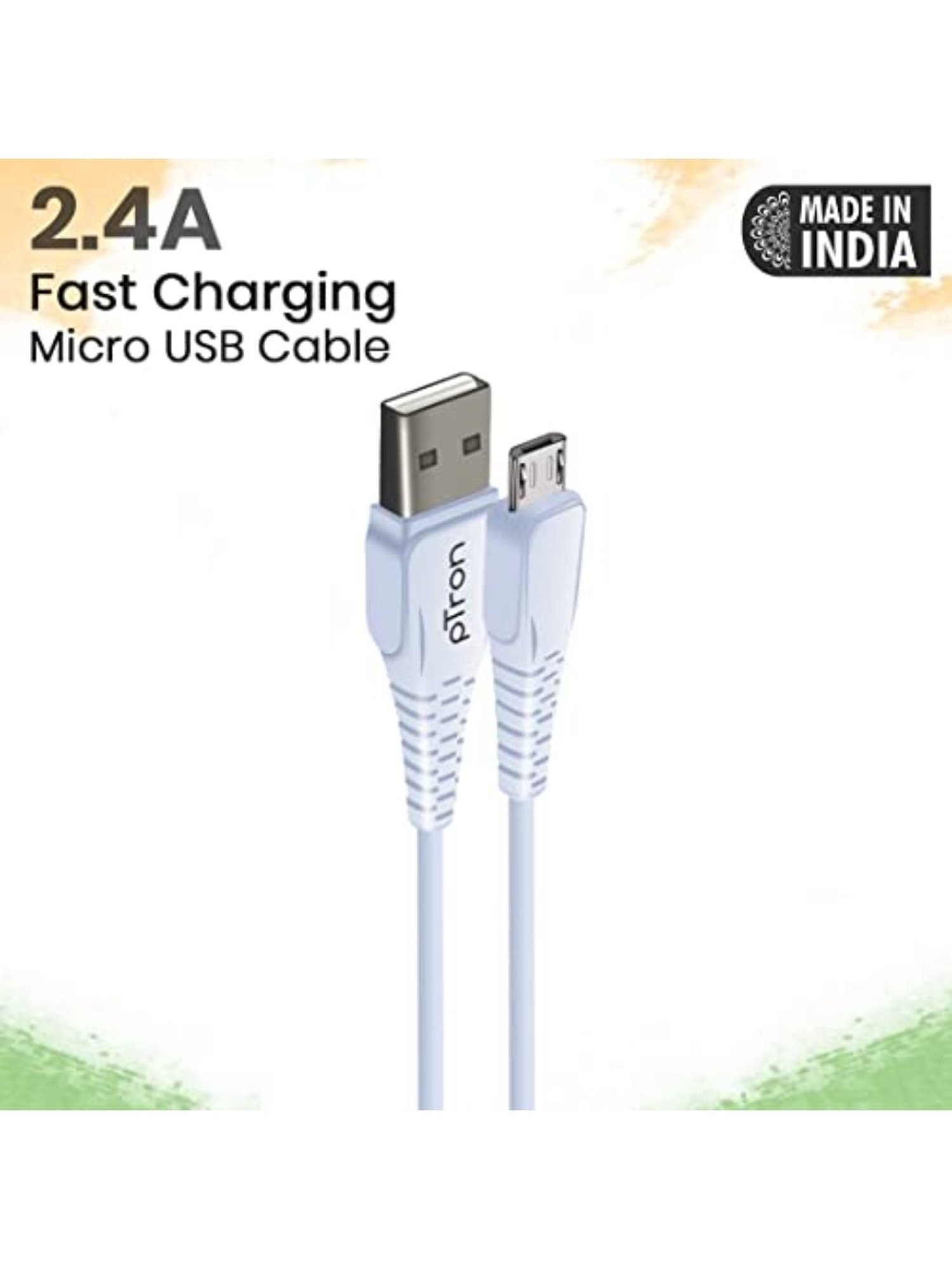 PTron Solero M241 2.4A Micro USB Data & Charging Cable for Micro USB Devices (White)