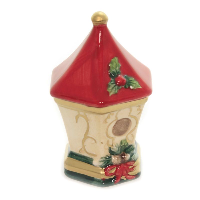 Tabletop 3.0" Cardinal  W/ House Salt/Pepper Christmas Bird Holly Cosmos Gifts Corp.  -  Salt And Pepper Shaker Sets