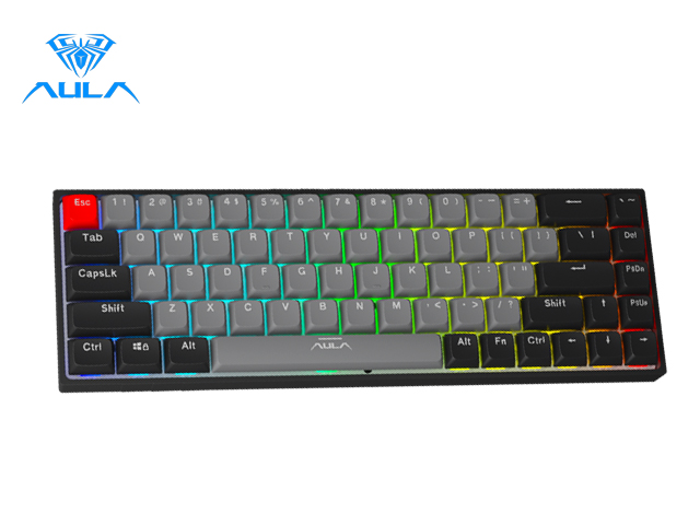Aula F3068 68 Keys Bluetooth+Wired Dual Mode RGB Mechanical Keyboard Hot Swappable Switch Full keys Anti-ghosting Cool Backlight Effect for Pc Laptop Offical Computer