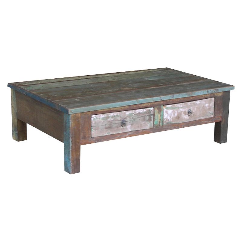 Reclaimed Wood Coffee Table and Double Drawers -Natural - Timbergirl