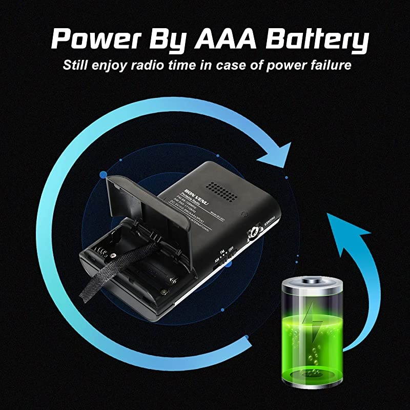 AM FM Pocket Radio Transistor Shower Radio Portable Superior Reception High Clarity Pleasant Sound Telescopic FM Magnetic AM Antenna Builtin Speaker Earphones Jack