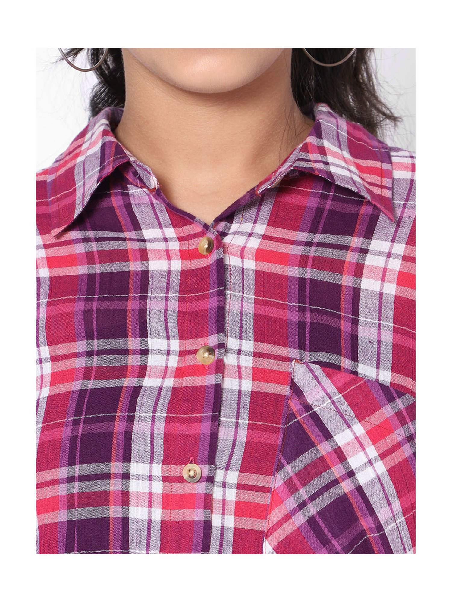 TeenTrums Girls Multicolor Checks Full Sleeves Shirt Top