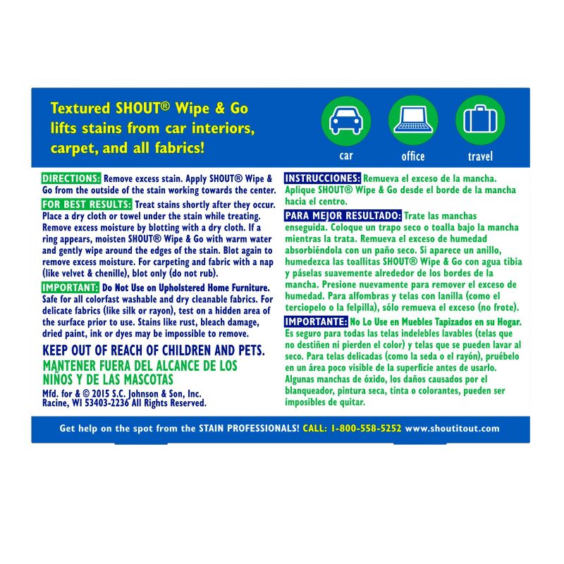 Shout Wipe & Go Instant Stain Remover - 12ct