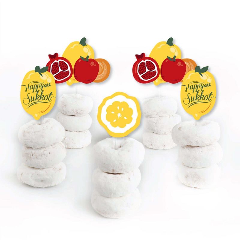 Big Dot of Happiness Sukkot - Dessert Cupcake Toppers - Sukkah Clear Treat Picks - Set of 24