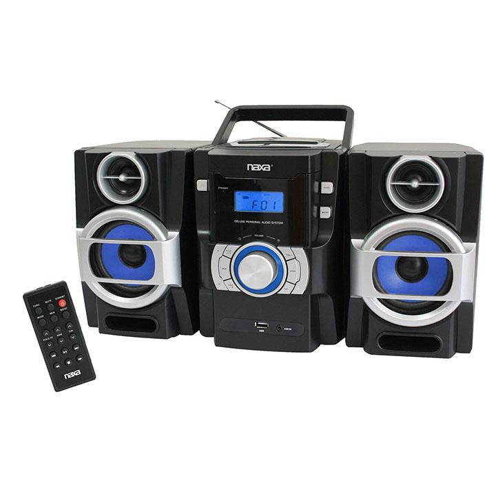 Naxa NPB429 Portable CD/MP3 Player with PLL FM Radio, Detachable Speakers & Remote
