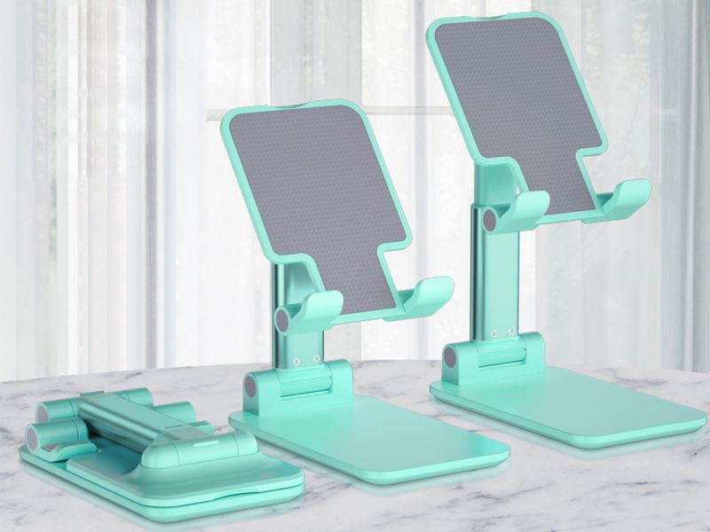 PITHA Cell Phone Stand Aluminum Metal Phone Holder Angle Height Adjustable Phone Holder Stand for Desk Compatible with IPhone,all Mobile Phones,Tablet Green