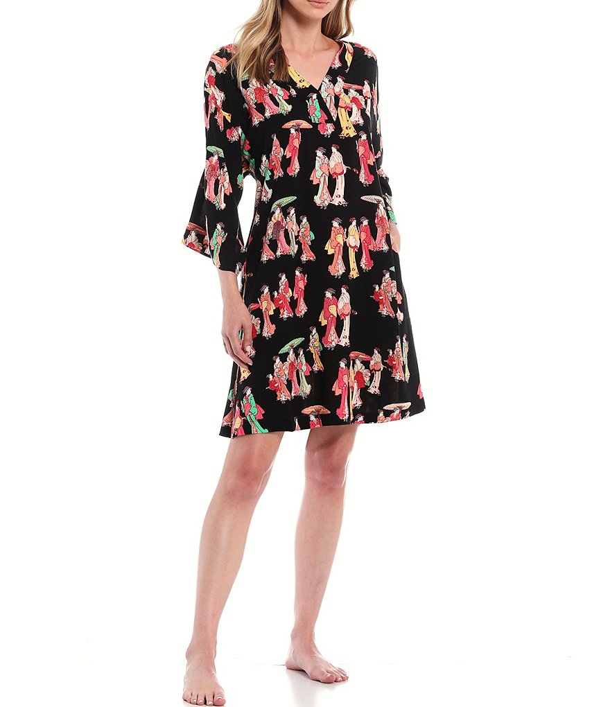 Sleep Sense Wallpaper Printed Short Sleeve Jersey Knit Sleepshirt