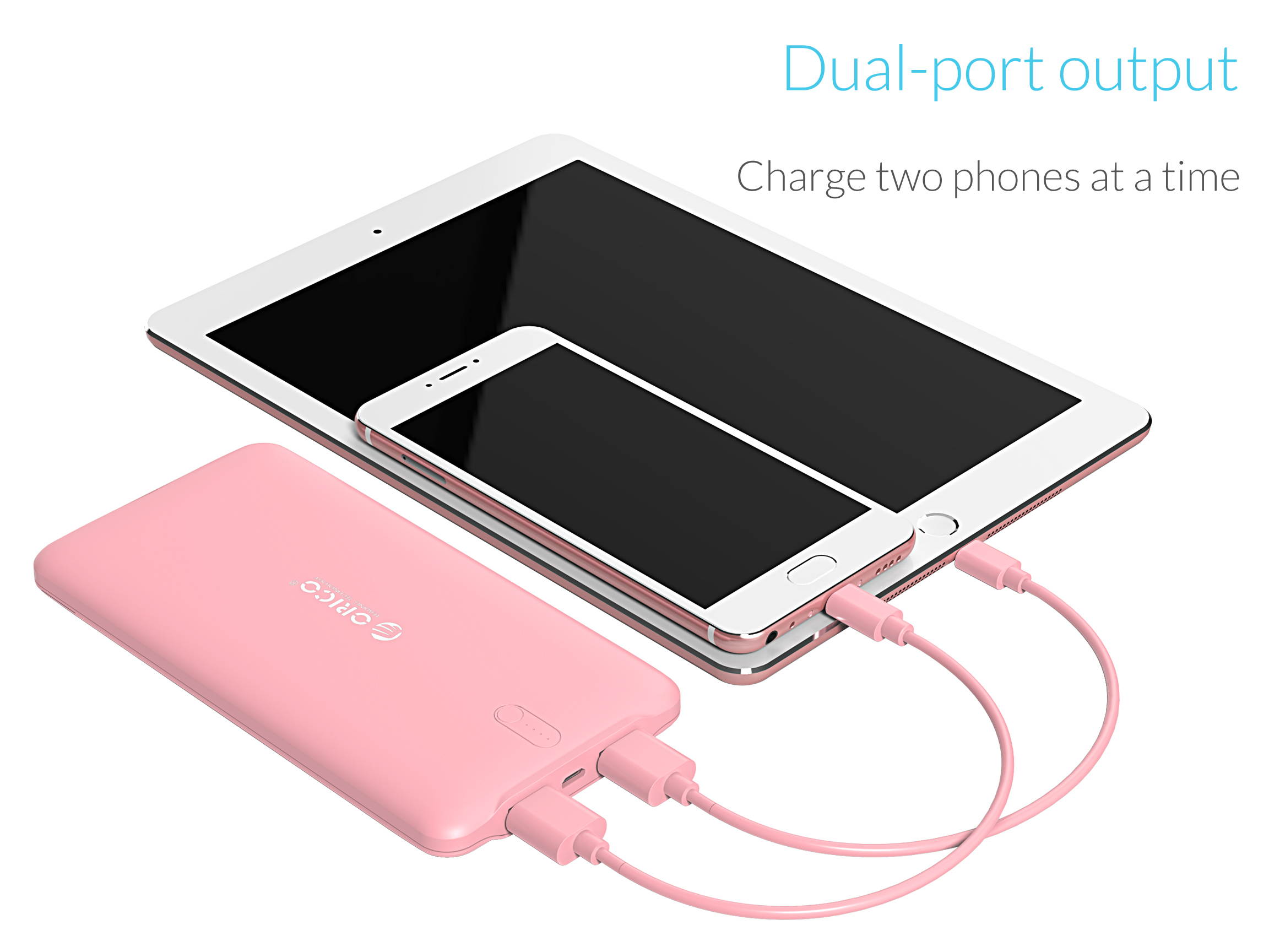 ORICO  Ultra Slim High Capacity Travel Battery Portable 10000mAh Pack Power Bank Dual USB 5V2.4A Charger with LED Power Indicator
Technology for iPhone, Samsung Galaxy and More -White (D10000)