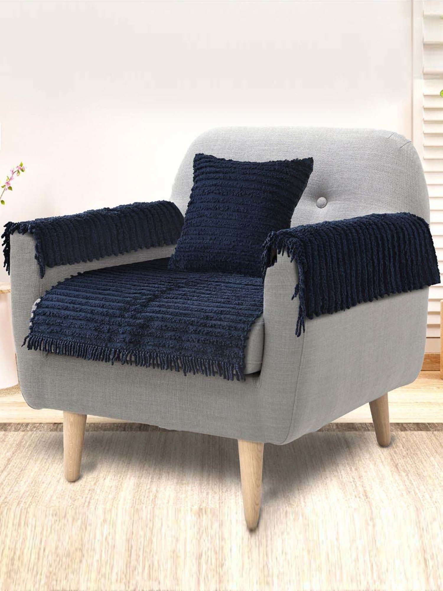 MODERN HOMES White Cotton Hand-Knotted Curtain Ropes - Set of 2