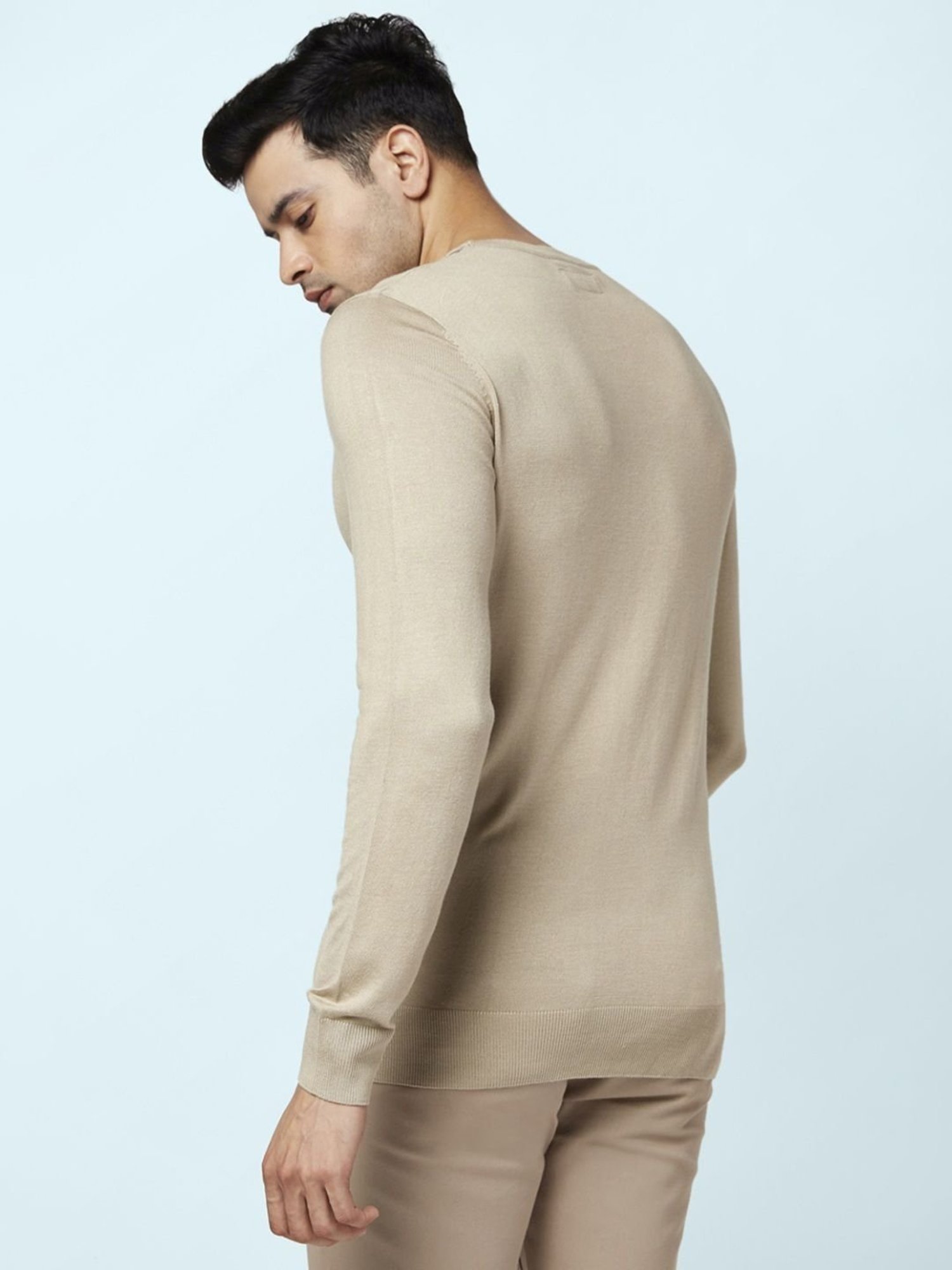 Byford By Pantaloons Beige Regular Fit Sweaters