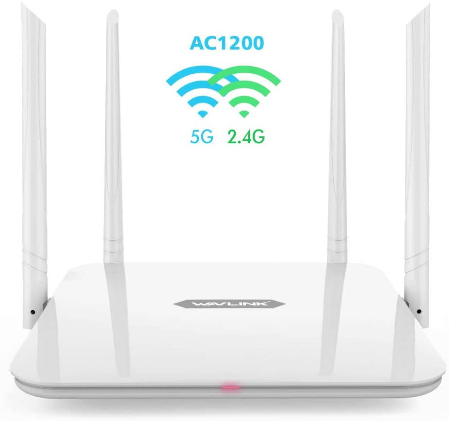 Wavlink AC1200 High Power Dual Band 2.4G/5GHz Wireless Router, Gigabit Ethernet Wi-Fi Router, IEEE 802.11ac/a/b/g/n, 4 x 5Dbi High Gain External Antennas, Smart LED Indicator, Support WPS, WPA/WPA2
