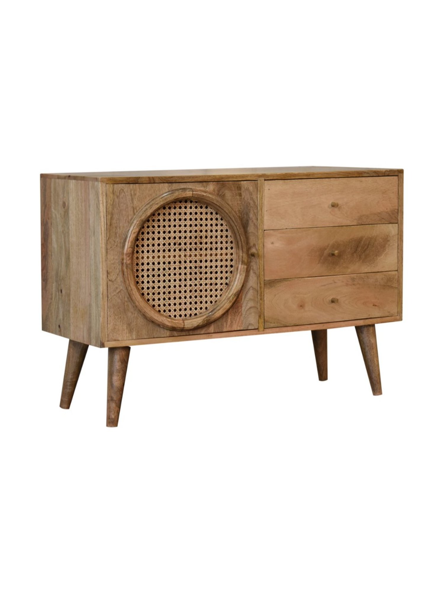 Fabindia Brown Sheesham Wood Textured Cabinet