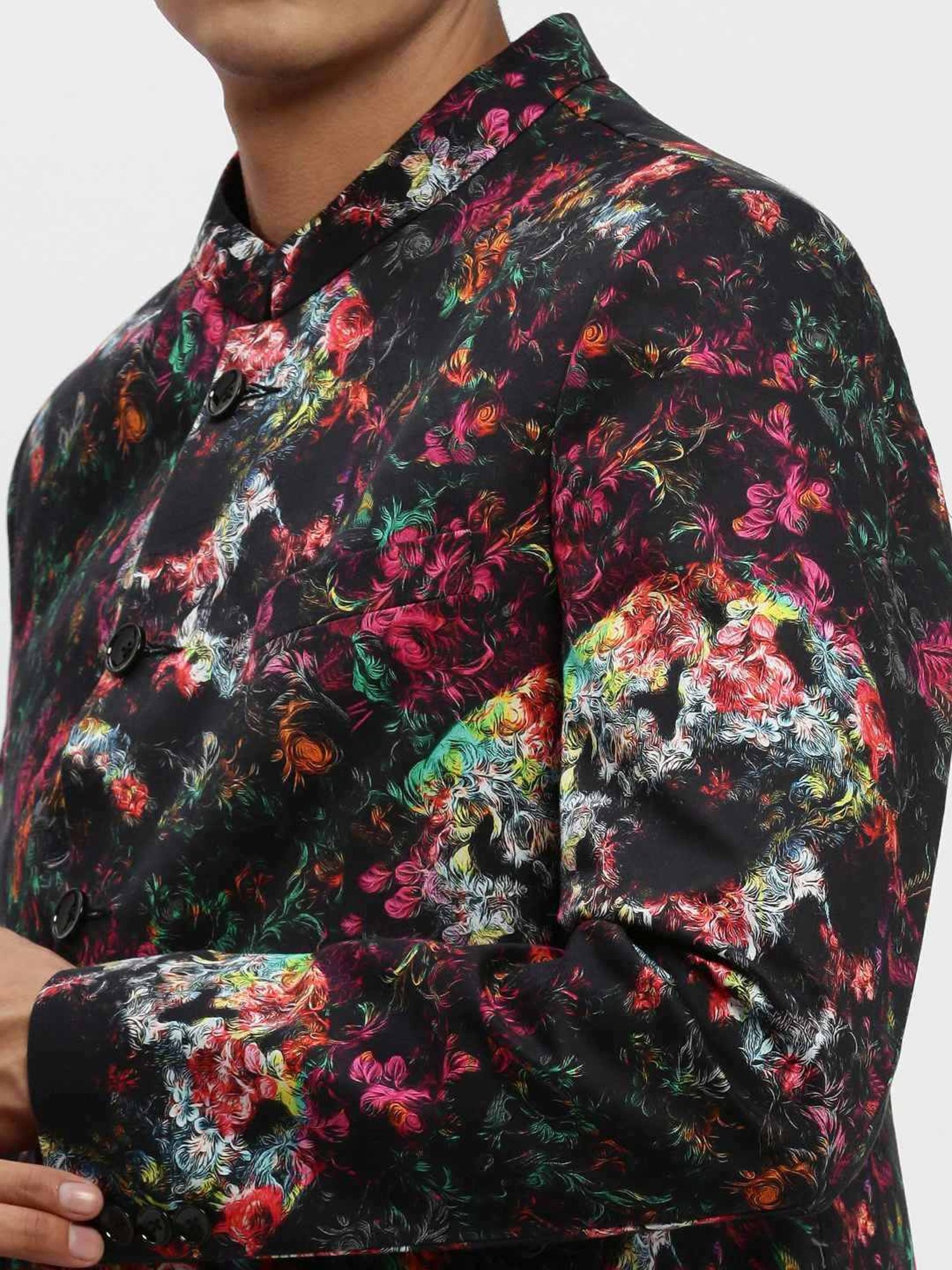 SHOWOFF Multicoloured Slim Fit Printed Blazer