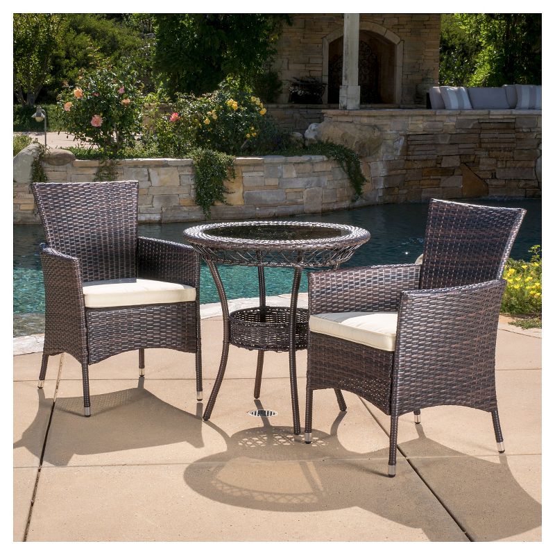 La Sola 3pc Metal Bistro Set - Black/Bronze - Christopher Knight Home