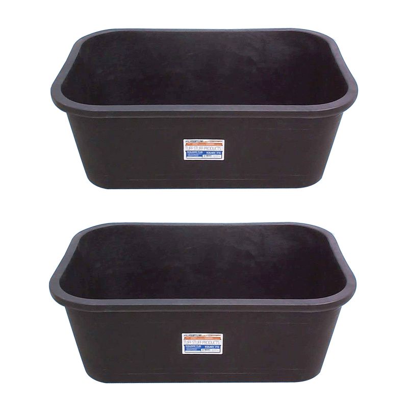 Tuff Stuff Heavy Duty 75 Gallon Rectangular Water Storage Tank Tub (2 Pack), Black
