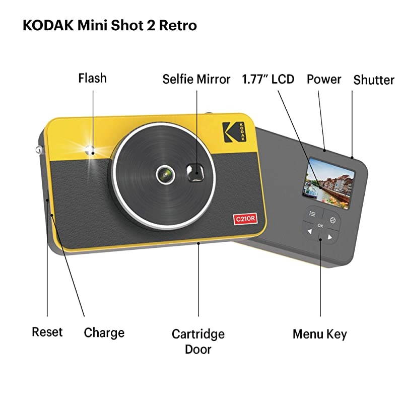Mini Shot 2 Retro Portable Wireless Instant Camera Photo Printer White 60 Sheets