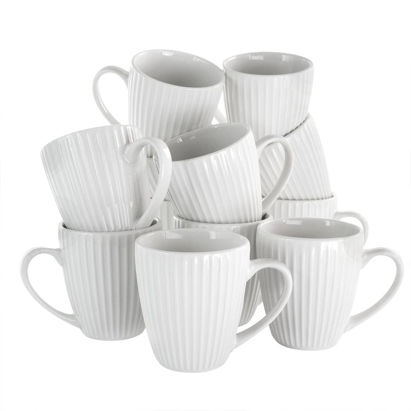 8oz 12pk Porcelain Elle Mug Set White - Elama