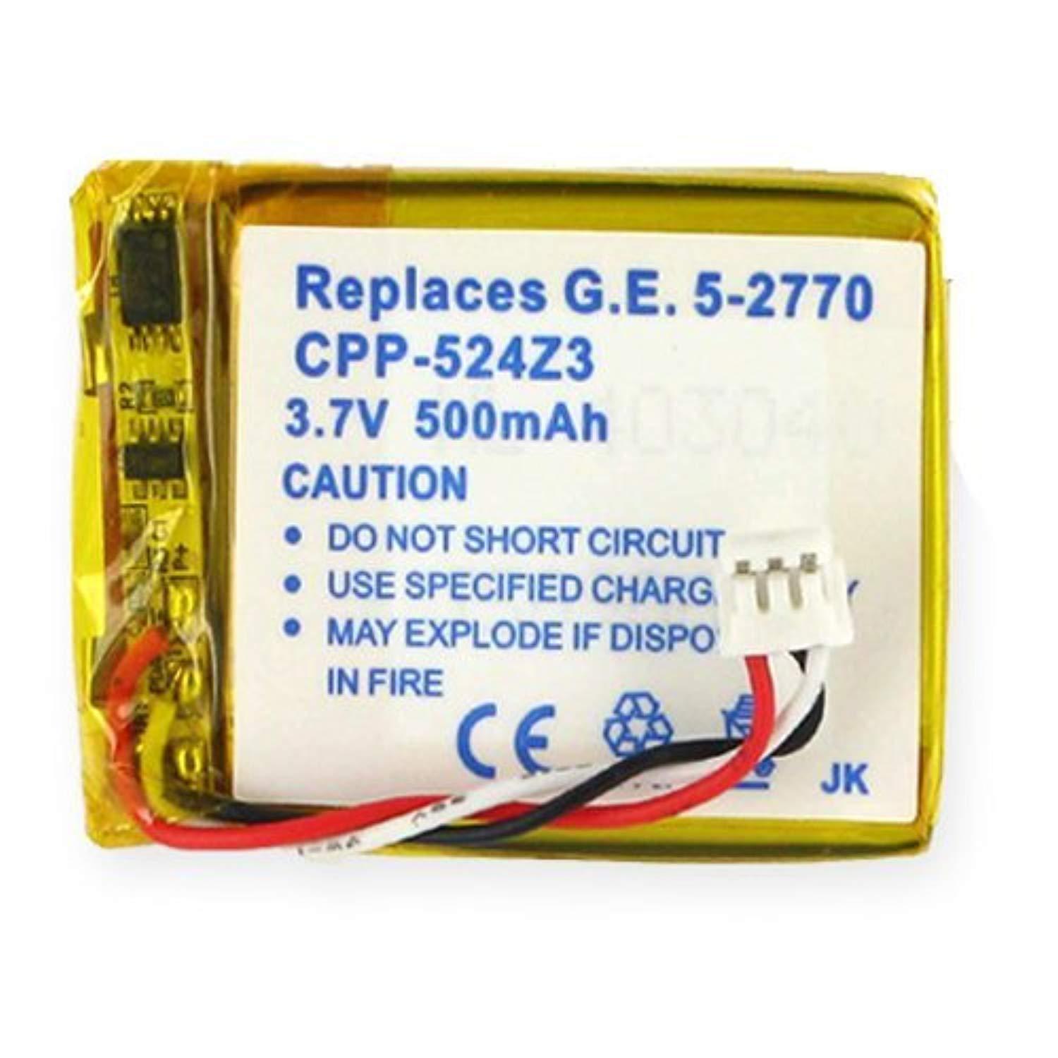 ge 5-2770 cordless phone battery 3.7 volt, li-pol 500mah - replacement for g.e. 5-2762/2770