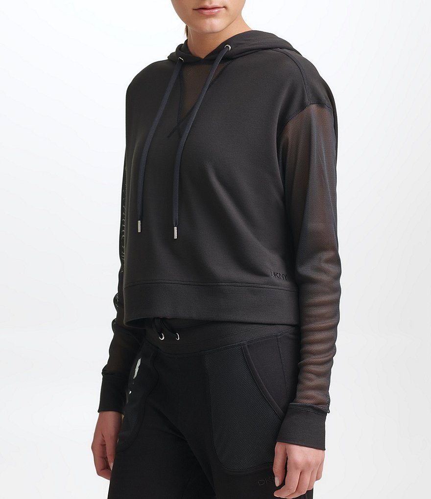 DKNY Sport Mesh Blocked Hoodie Sweatshirt