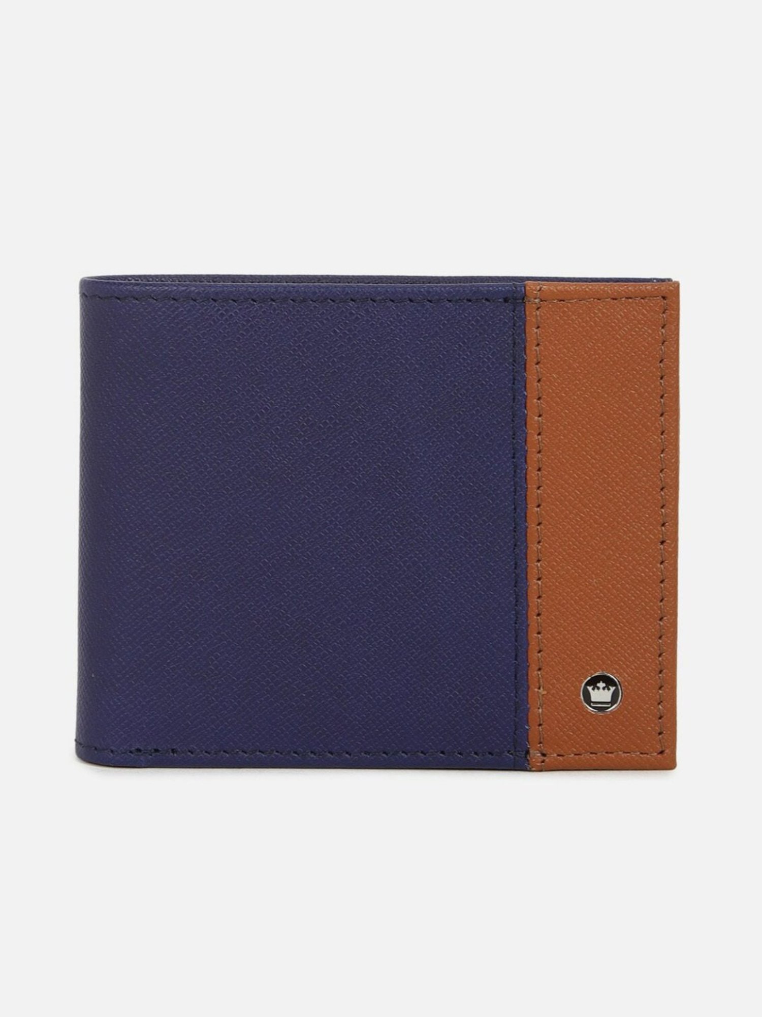 Louis Philippe Navy Leather Bi-Fold Wallet for Men