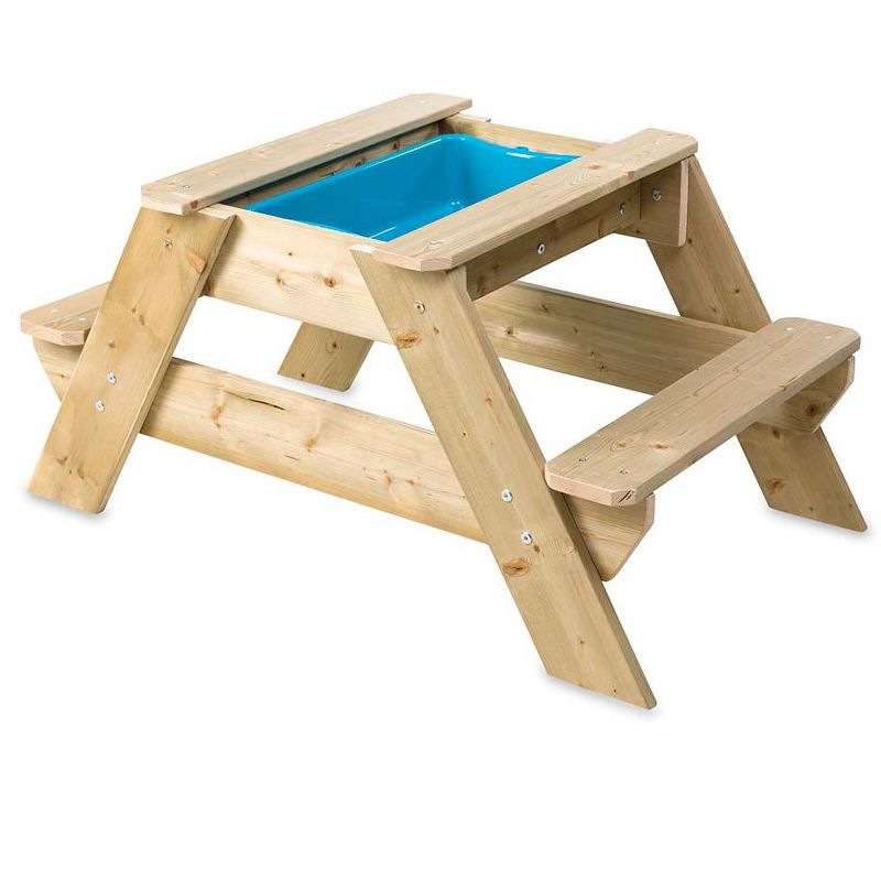 HearthSong Wooden Picnic Table for Kids with Removable Plastic Sandpit, Holds up to 30 lbs. of Sand (not included)