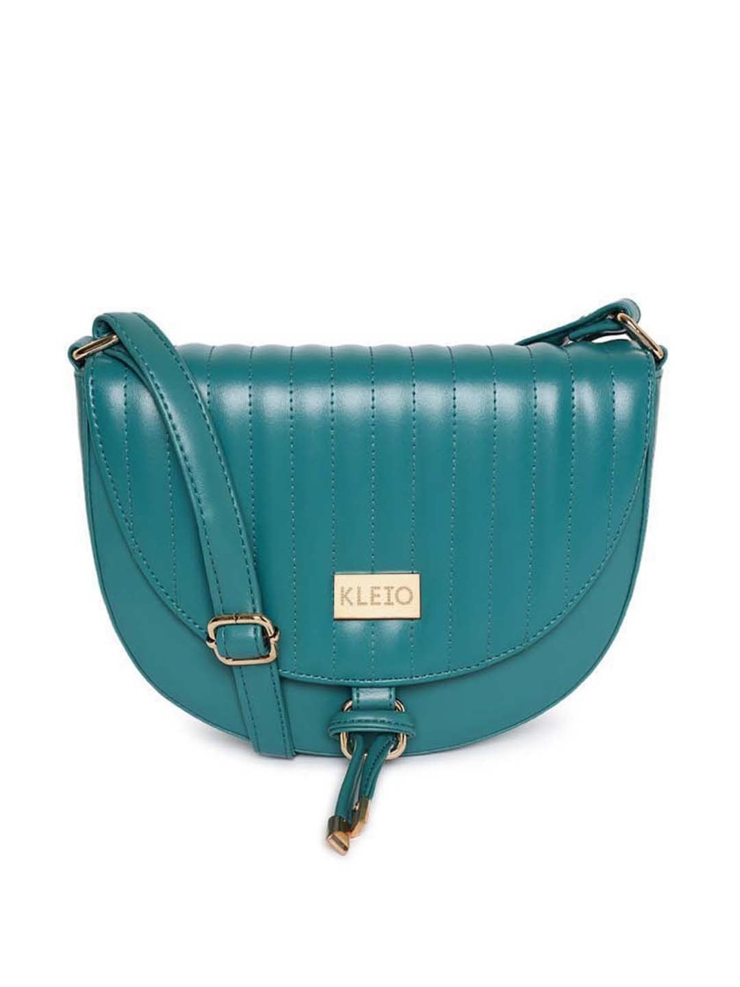 KLEIO Green Quilted Medium Sling Handbag
