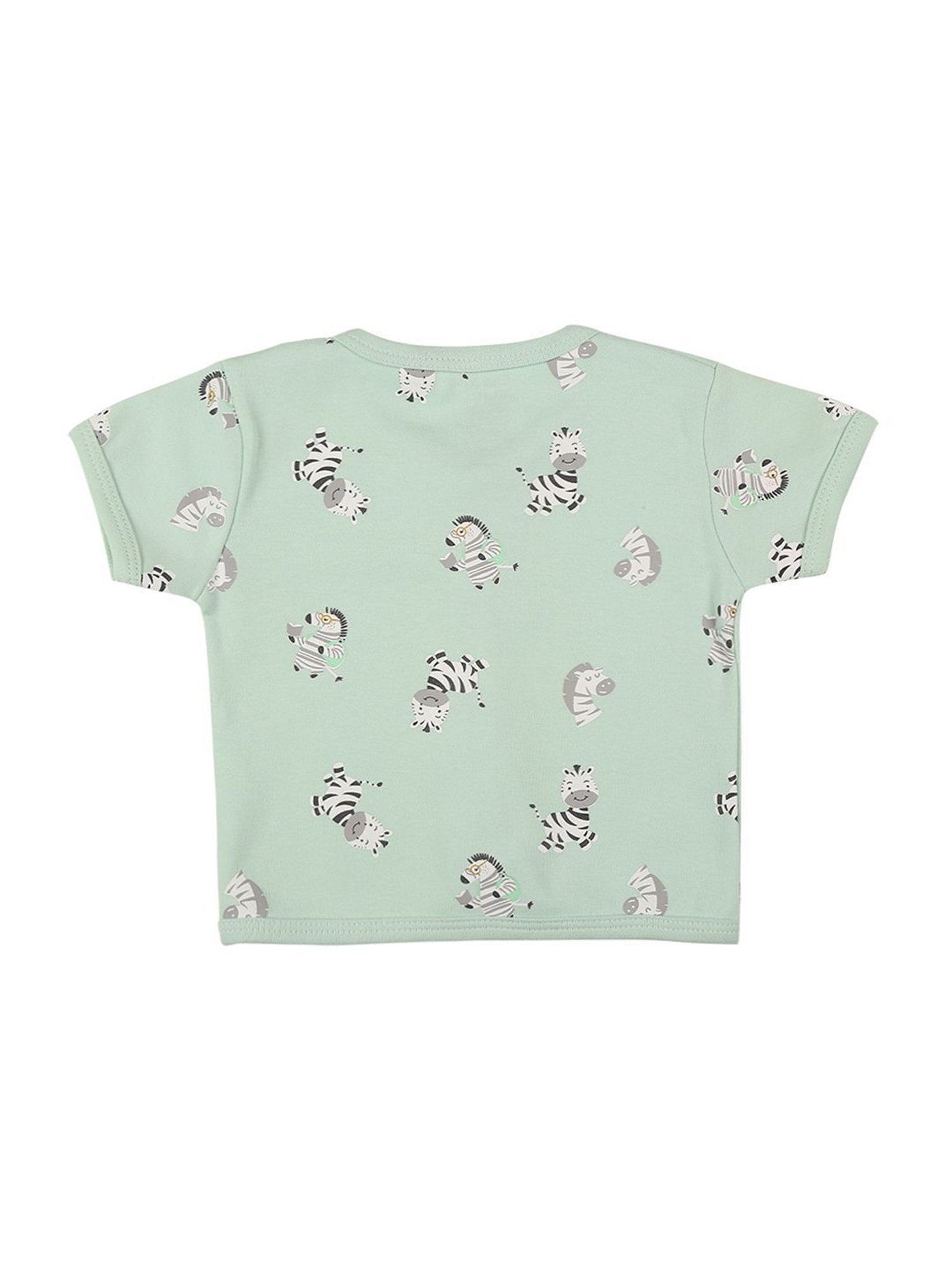 Mee Mee Kids Green & White Cotton Printed Jabla (Pack of 3)