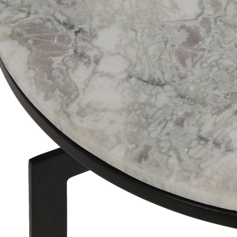Brenizer Modern Glam Handcrafted Marble Top Side Table Natural White/Black - Christopher Knight Home
