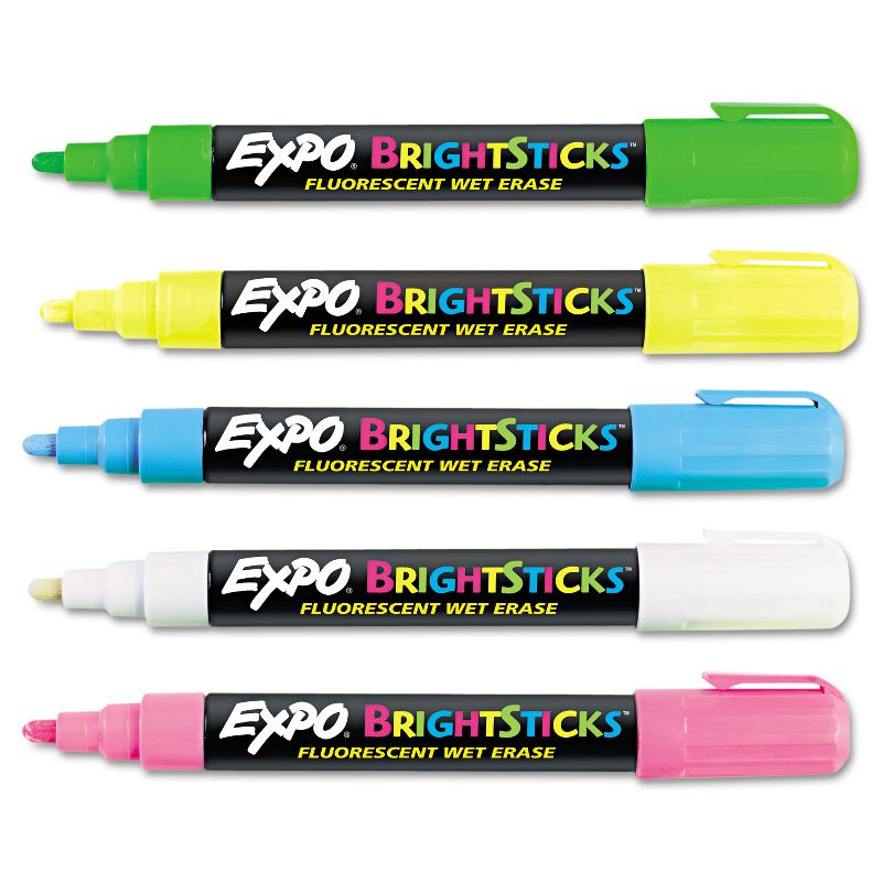 EXPO Bright Sticks Wet-Erase Fluorescent Marker Set Bullet Tip Assorted 14075