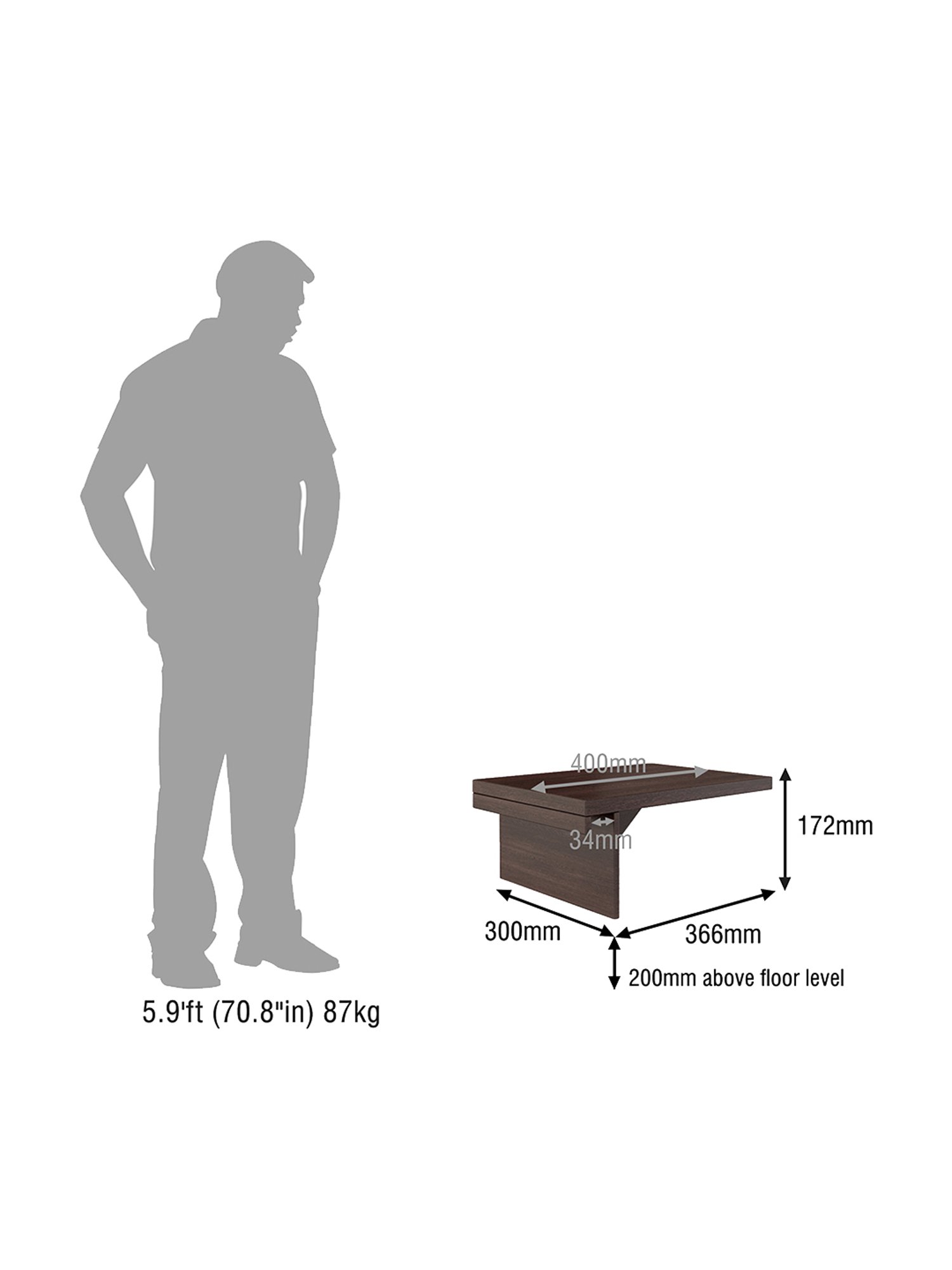 Pure Fern Night Table in Brown Colour