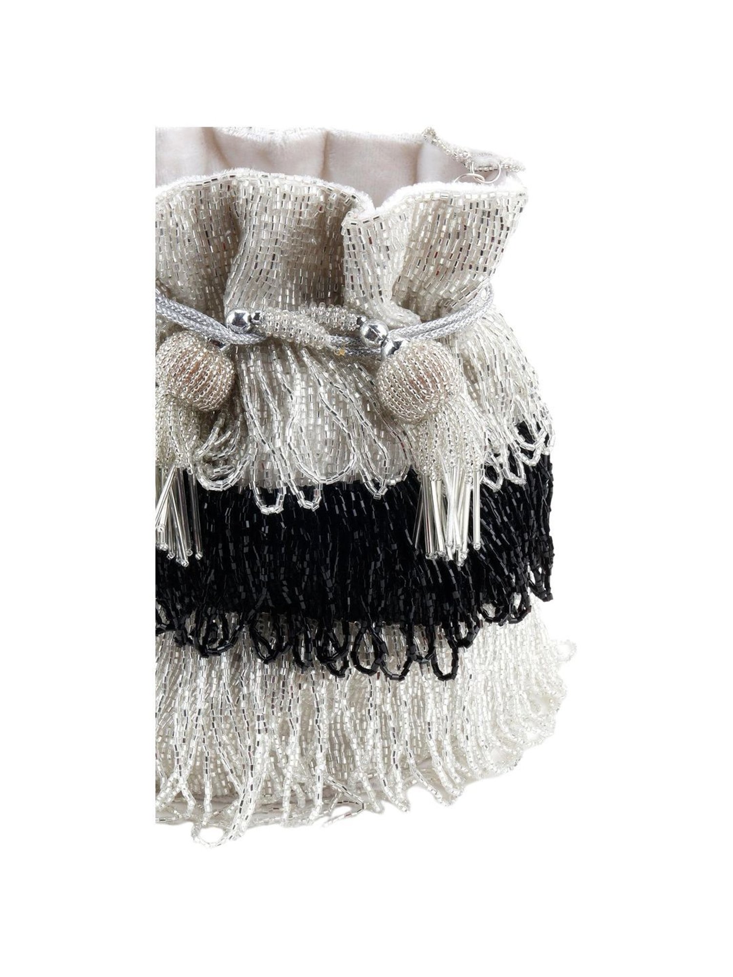 Odette White & Black Embellished Potli