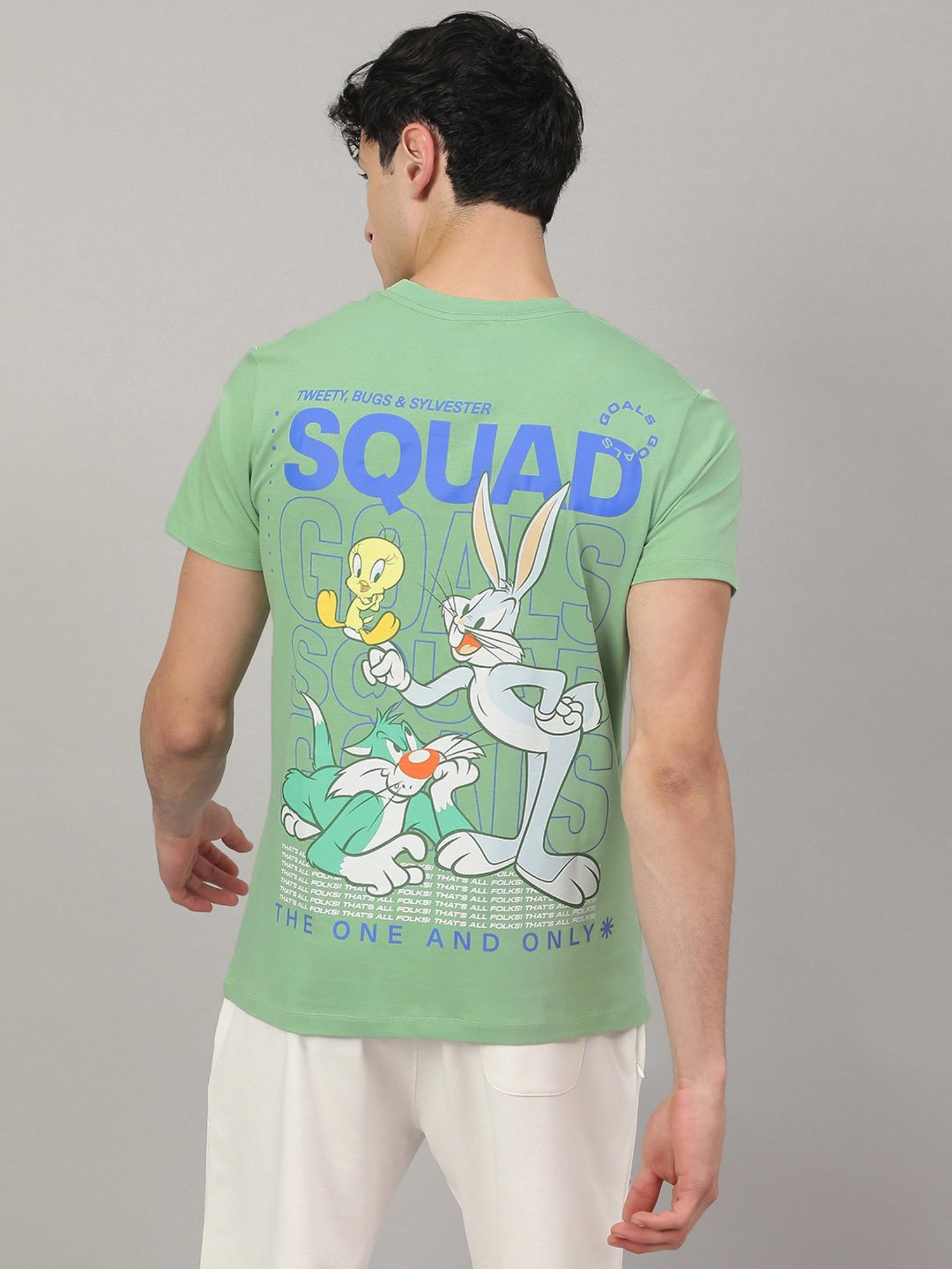 Free Authority Green Regular Fit Looney Tunes Print T-Shirt - Pack of 2