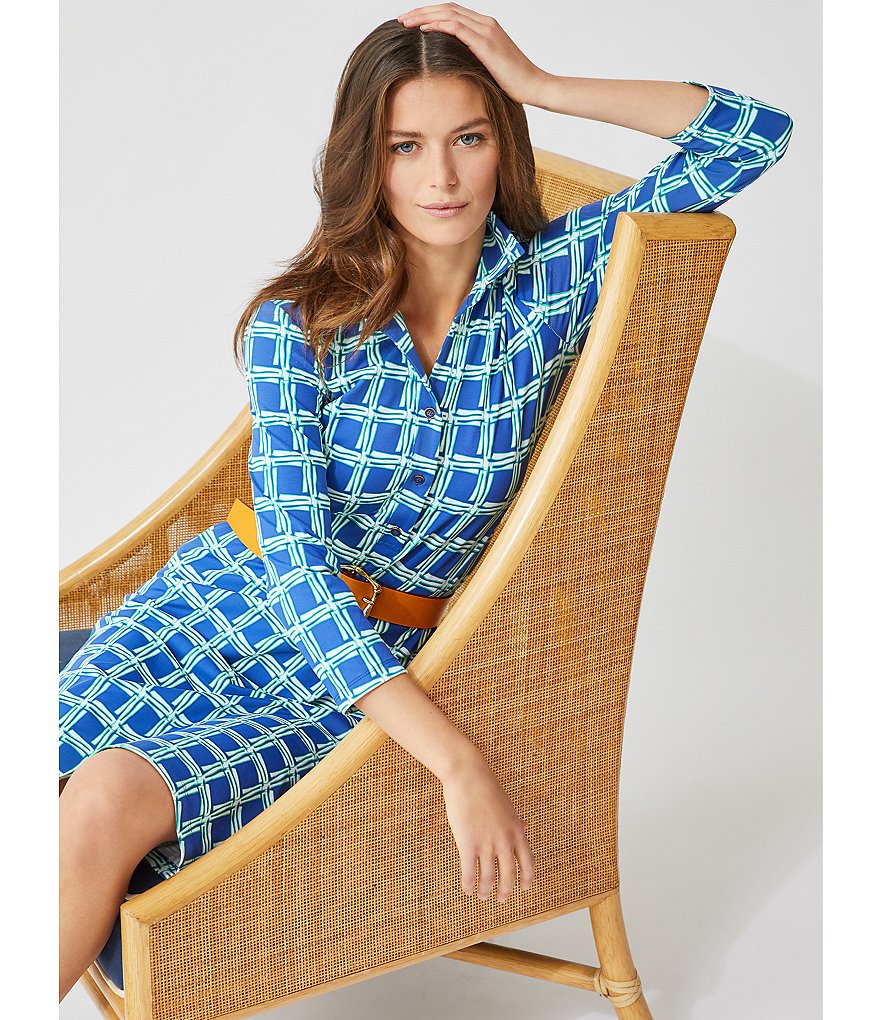 J.McLaughlin Calla Collared Button Front Belted Shirtdress