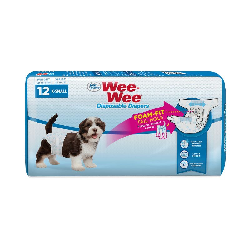 Four Paws Wee-Wee Disposable Dog Diapers - 12ct - XS