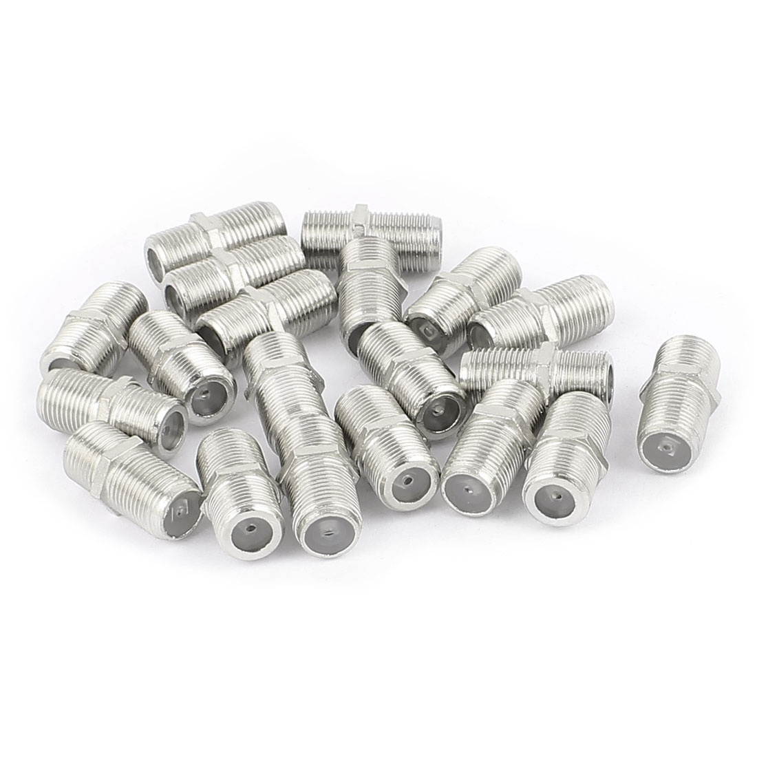 20Pcs F Type Female to Female Straight RF Coax TV Adapter Connectors Silver Tone