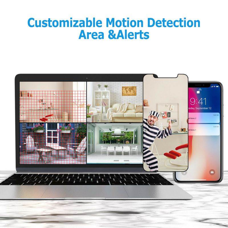 ANRAN 1536P Home Security Camera System with 1TB Hard Drive H.265+ 4CH Full 5MP HD Video POE NVR Recorder with 4X HD 1536P Indoor Outdoor Weatherproof CCTV Cameras ,Motion Alert,Remote Access