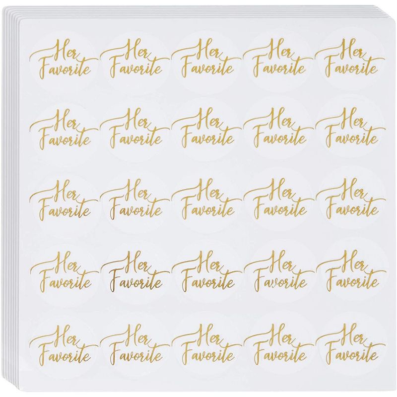 Pipilo Press 200-Pack Gold Foil Stickers for Weddings, His Favorite, Her Favorite (1 inches)